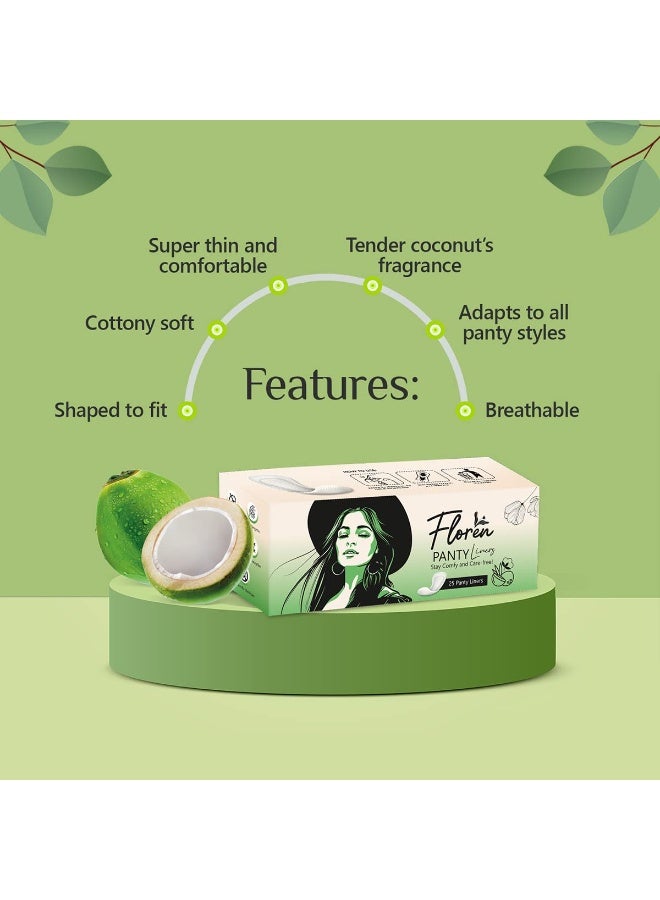 Floren Panty Liners (25 Liners) | Curvy Design for Extra Comfort | Cottony-Soft Surface with 185mm Wide Optimal Coverage - Image 2